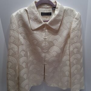 Dana Buchman Textured Cream Cape Silk Oyster Pattern Jacket